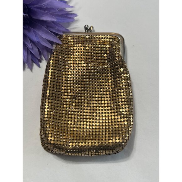 Whiting & Davis Vintage Gold Mesh Kiss Lock Pouch 3.5" x 5.5" - Picture 8 of 8